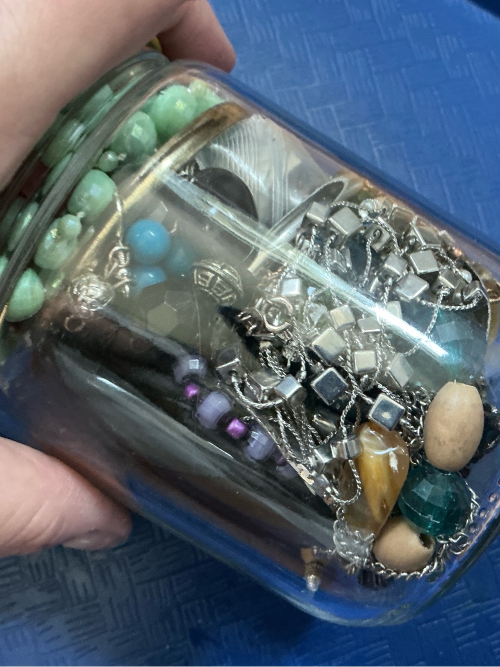 Assorted Jewelry in Jar with Yellow Lid - Picture 3 of 3